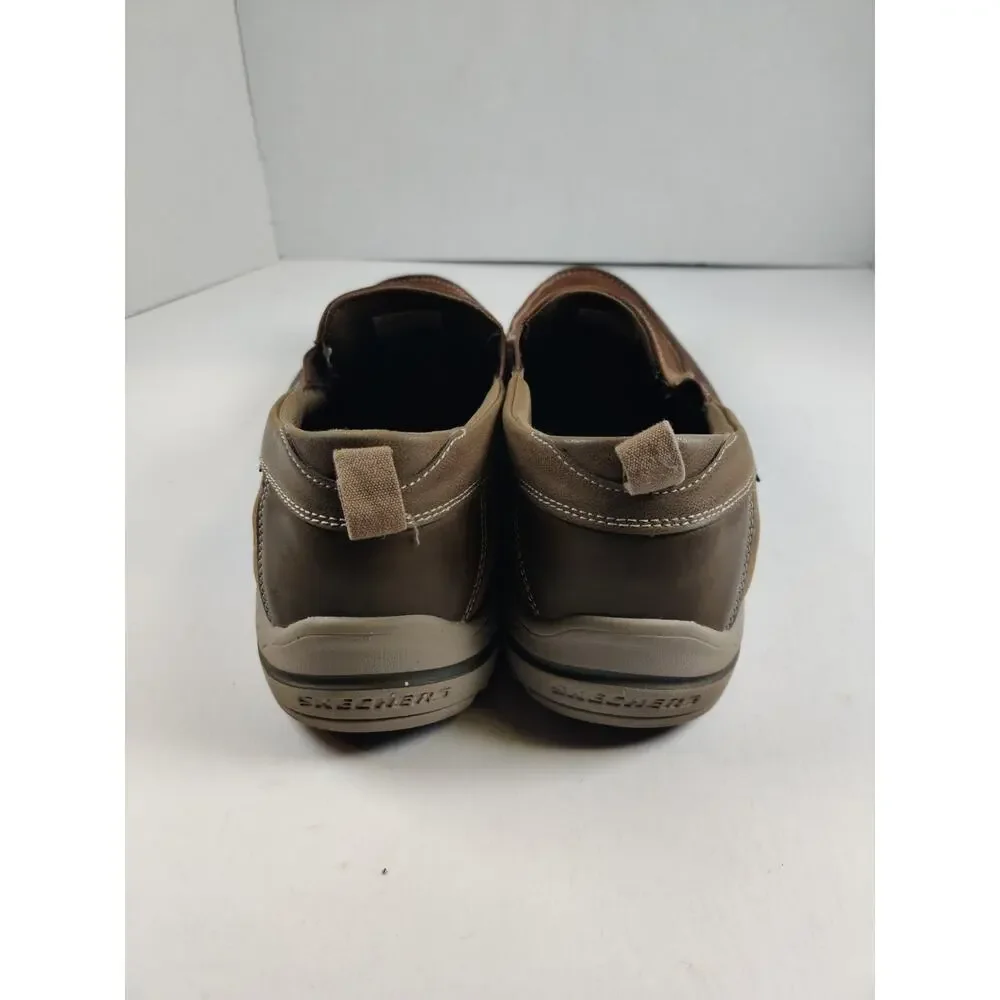Sketcher's Relaxed Fit Men's Size 13 Slip On Loafers Brown Leather